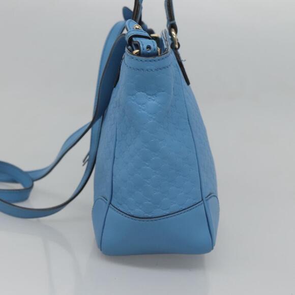 GUCCI Micro GG Canvas Guccissima Bag Leather Outlet Blue Gold - Picture 5 of 16